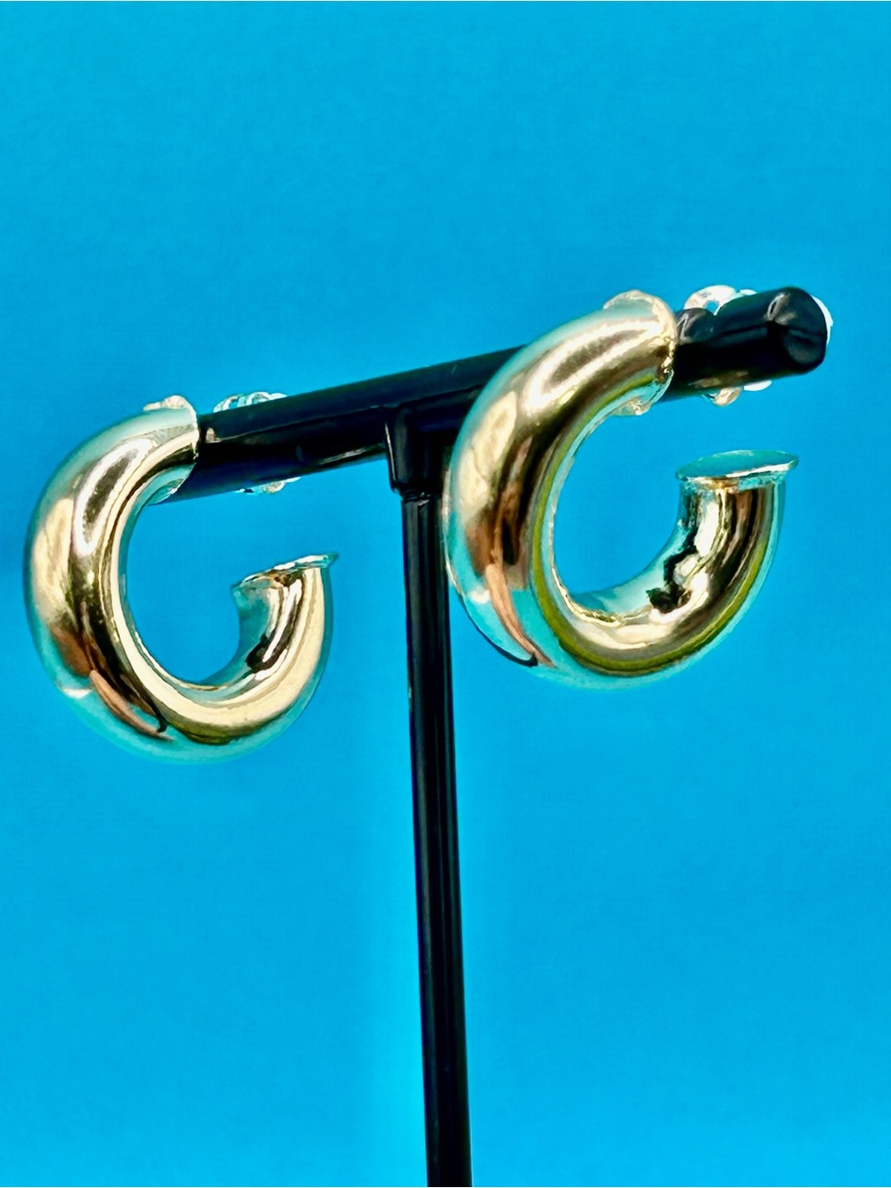 Gold Plated 14K Chunky Hoop Earrings - Women's Fashion Jewelry